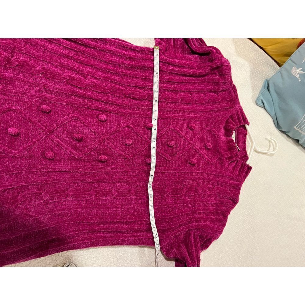 Vintage By Design bright Pink Sweater soft with balls down front - Picture 3 of 6